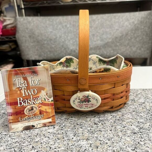 Longaberger 1999 Tea for Two Mother’s Day Basket‎ Hand Woven Rare Vintage - Picture 1 of 9